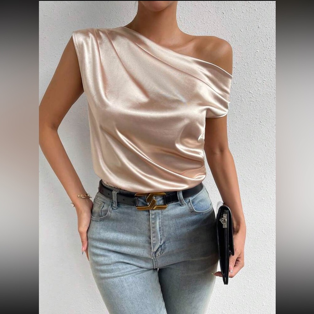 Elegant One-Shoulder Satin Bodysuit